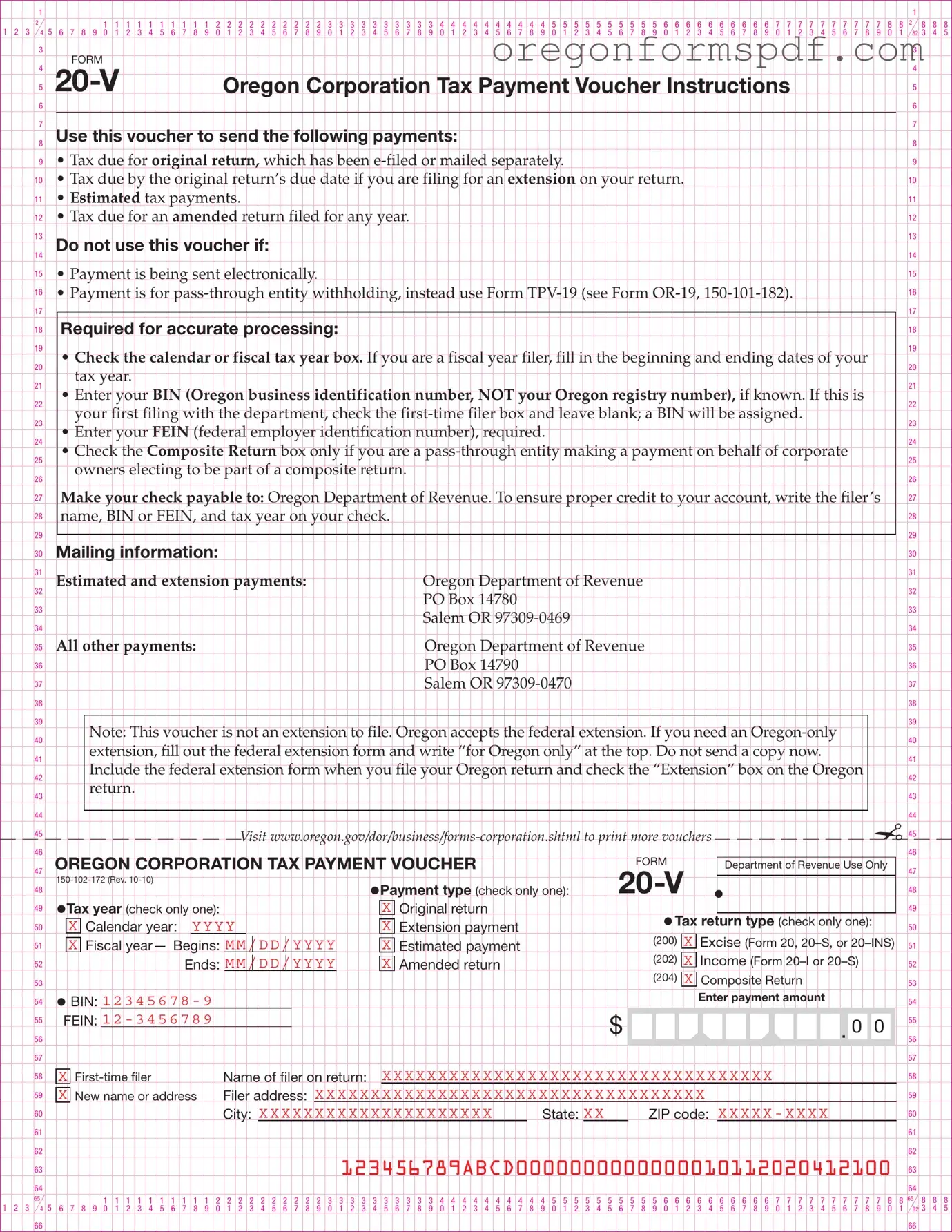 Free Oregon 20 V PDF Form
