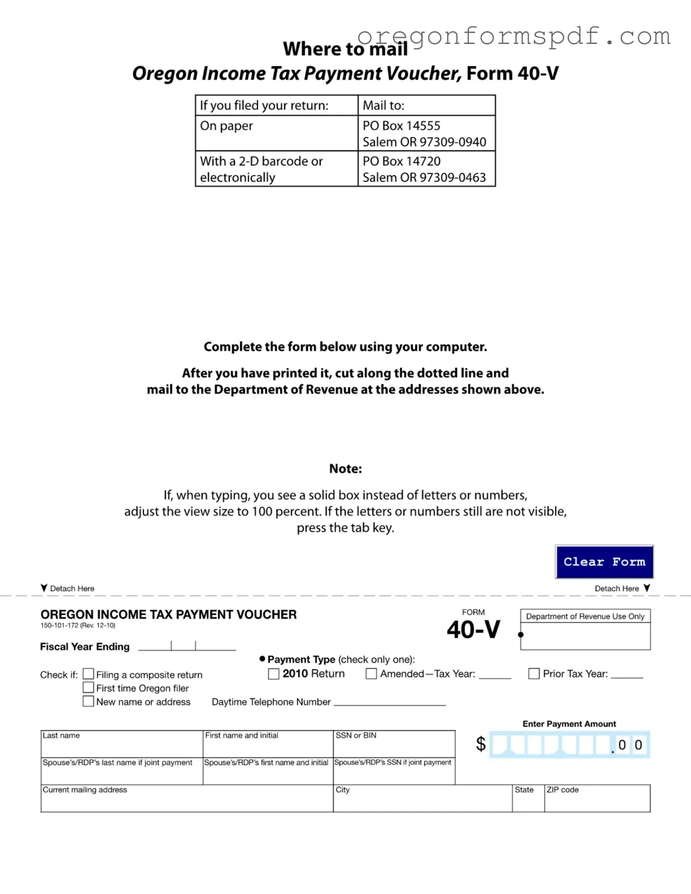 Free Oregon 40V PDF Form
