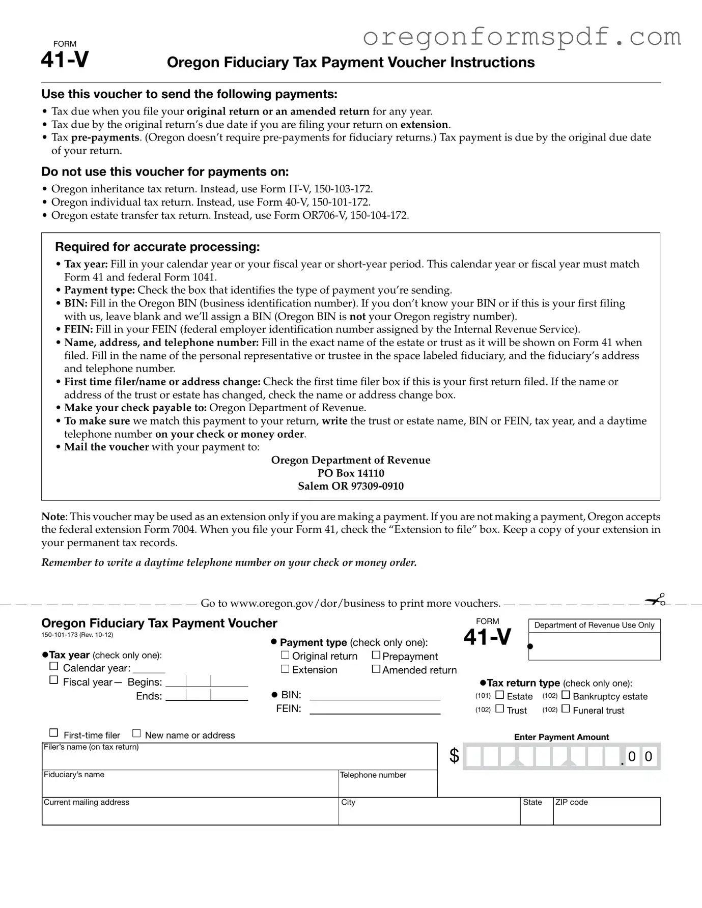 Free Oregon 41 V PDF Form
