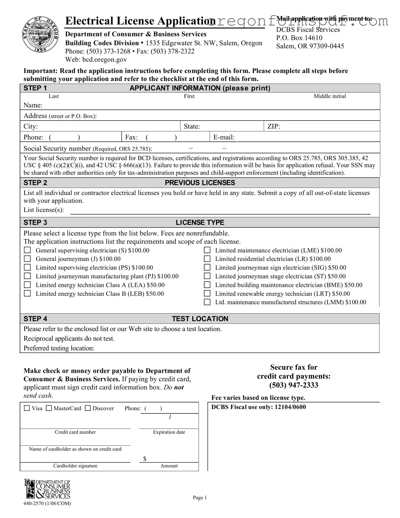 Free Oregon 440 2570 PDF Form