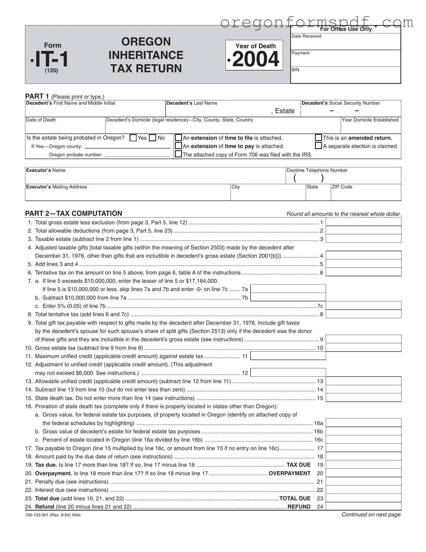 Free Oregon It 1 PDF Form