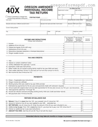 Free 40X Oregon PDF Form
