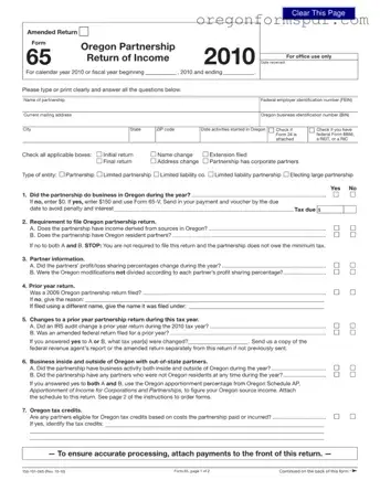 Free 65 Oregon PDF Form