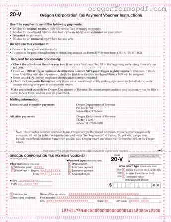 Free Oregon 20 V PDF Form