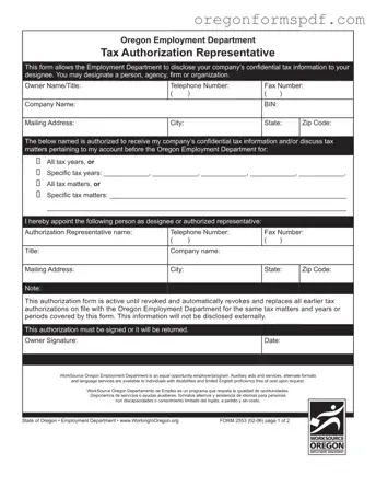 Free Oregon 2553 PDF Form