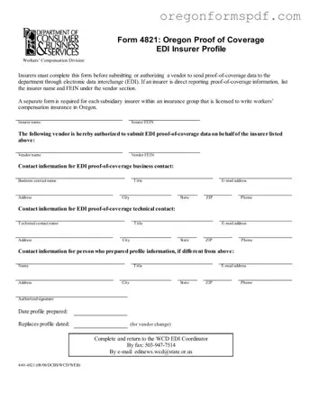 Free Oregon 4821 PDF Form