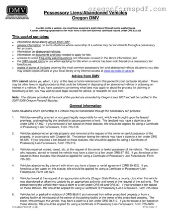 Free Oregon Abandoned Vehicles PDF Form