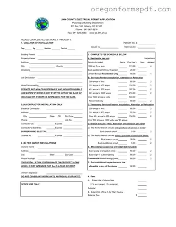 Free Oregon Electrical Permit Application Linn PDF Form