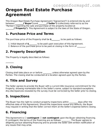 Official  Real Estate Purchase Agreement Template for Oregon