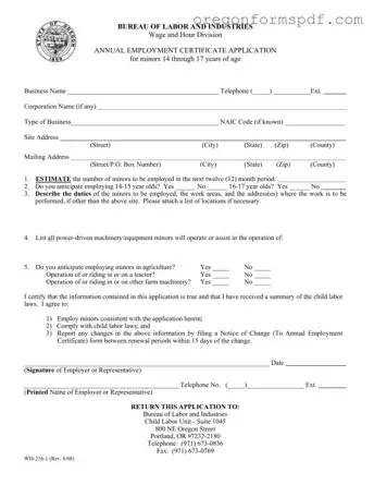 Free Oregon Wh 216 1 PDF Form